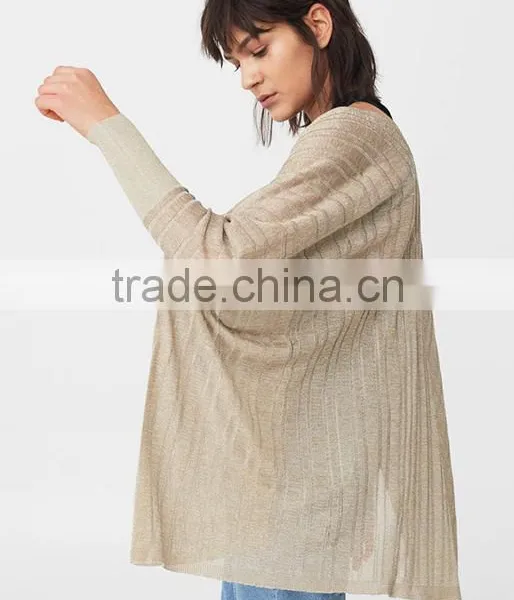 Women's Dolman Long Sleeve Loose Cashmere Knitted Thin Cardigan With Best Quality photo-3