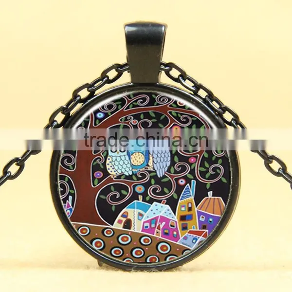 XP-TGN-LT-164 2017 New Design Diy Image Dome Cabochon Colorful Life Tree Charm Time Gem Necklace In Alloy photo-2