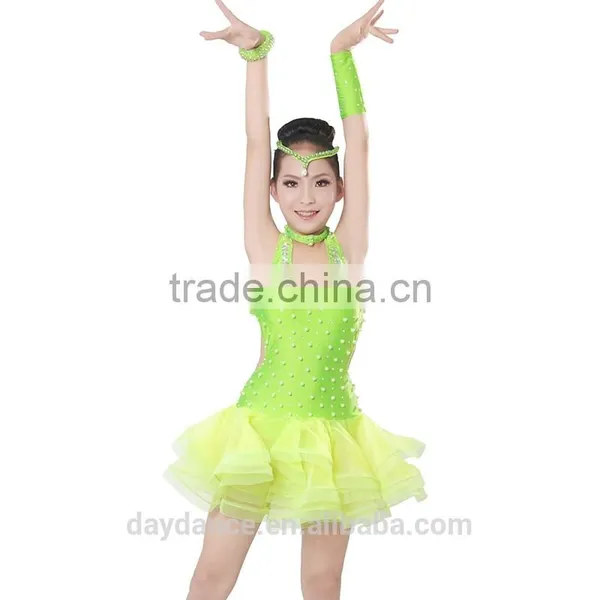 Girls Fancy Dress Costumes Sexy Backless Bling Ballroom Latin Dress For Kids photo-6