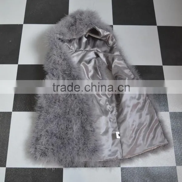 SJ007-01 Top Quality 2017 Fashion Apricot Turkey Feather Vest photo-3