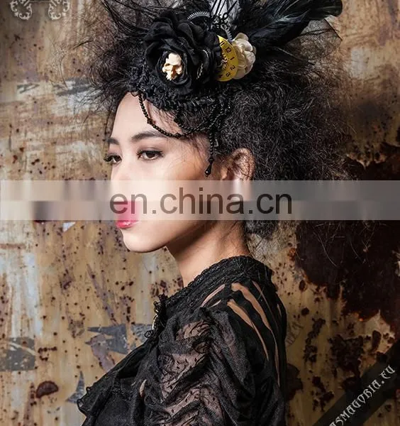 Steampunk Gothic Fascinator With Beads and Gear Elements photo-5