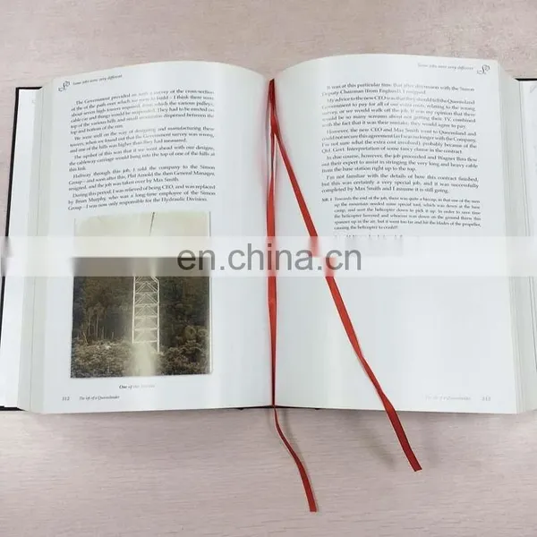 China Manufacture Gold Stamping Art Paper Thick A4/A5 Hardcover Leather Cover Book With Ribbon photo-3
