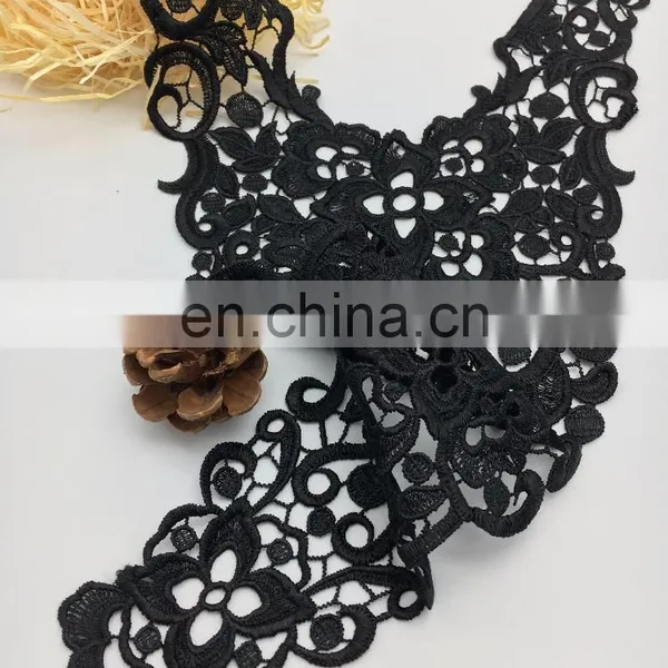 OLN14770 Elegant Black Neck Lace Hand Embroidery Designs for Girls Dress photo-2