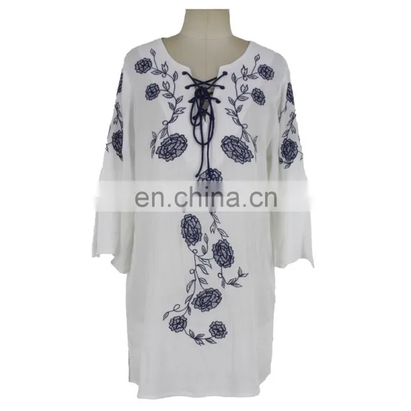 Women Apparel Crinkle Viscose Embroidery Tunic photo-5
