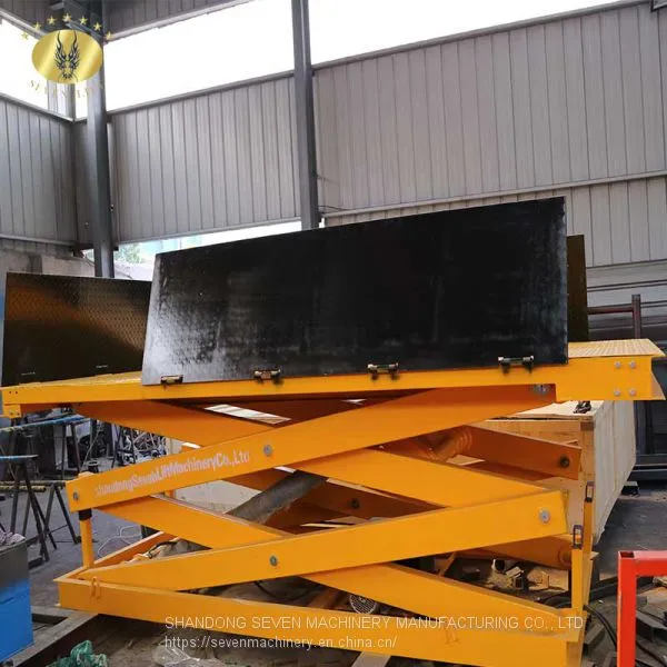 7LSJG Shandong SevenLift 3 Ton One Floor Stationary Manual Hydraulic Electric Scissor Cargo Goods Lift Platform Used