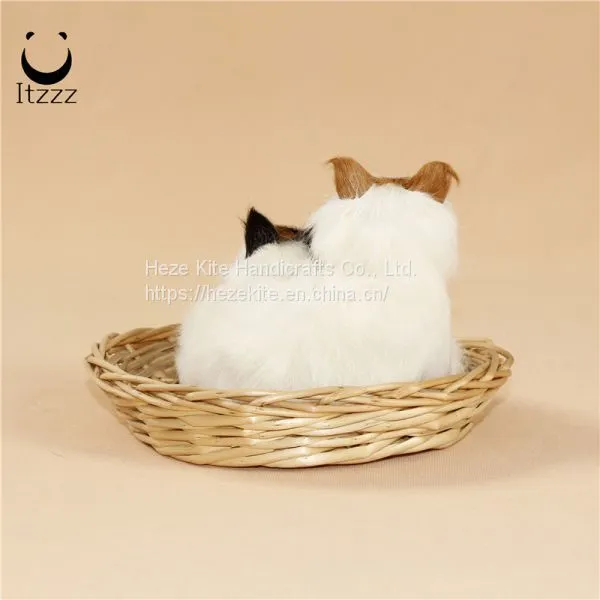 ITZZZ Lifelike Plush Furry Sitting Cat Realistic Pet Animal Figurine Home Decor Life Size Cat Model photo-5
