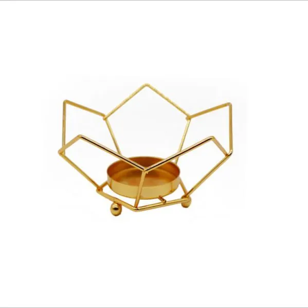 Gold Metal Wire Heart Shape Decorative Metal Candle Holder With Glass Tealight Holder photo-2