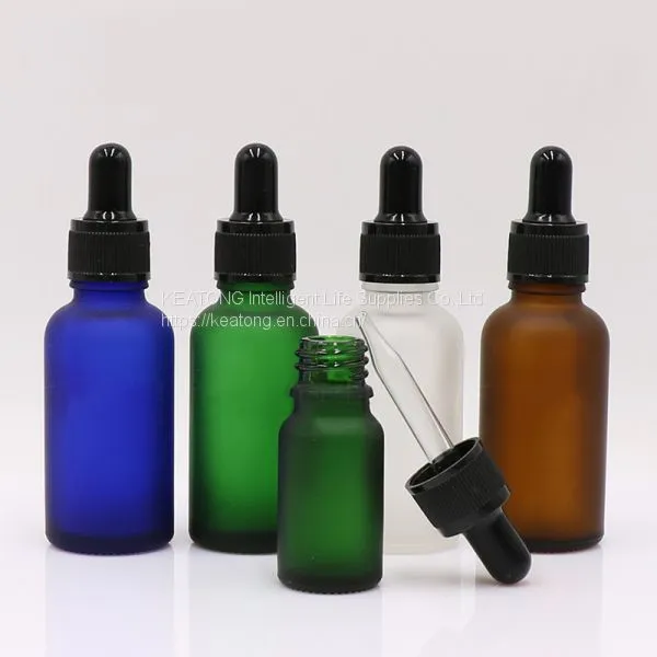 10ml 30ml Blue Green Amber Frosted Glass Essential Oil Bottles With Cap