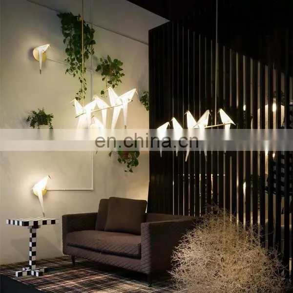 Modern Paper Crane Metal Chandelier LED Bird Design Pendant Lamp For Restaurant Living Room photo-2