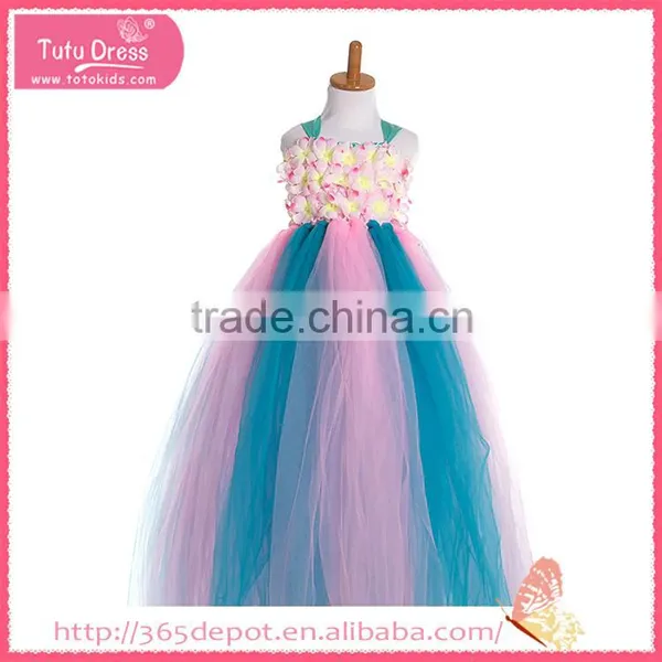 Floor Length Dress Multi Color Fluffy Dress With Rosette Decorated Gauze Dress Halloween Costume Supplier's Choice photo-3