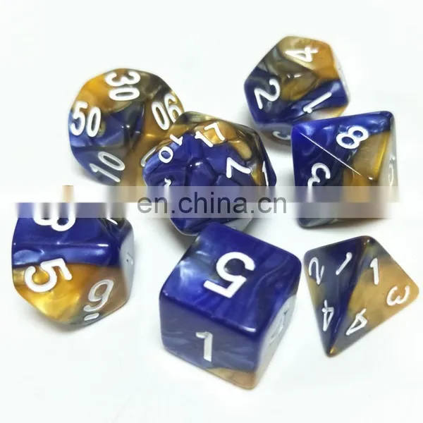 Custom Wholesale 7 Pieces Dice Role Playing Polyhedral Dice for Dungeons and Dragons Games Acrylic Plastic Double-color Dice photo-5