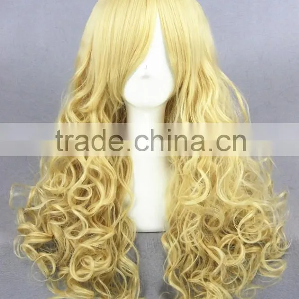High Quality 55cm Medium Long Wave Lolita Wig Light Yellow Synthetic Anime Wig Cosplay Costume Hair Wig Party Wig photo-2