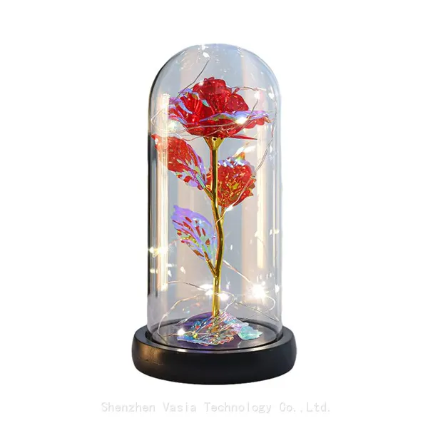Wholesale Acrylic Cover Rose in Glass Dome With LED Light Women's Gift Sets for Valentine Wedding photo-3