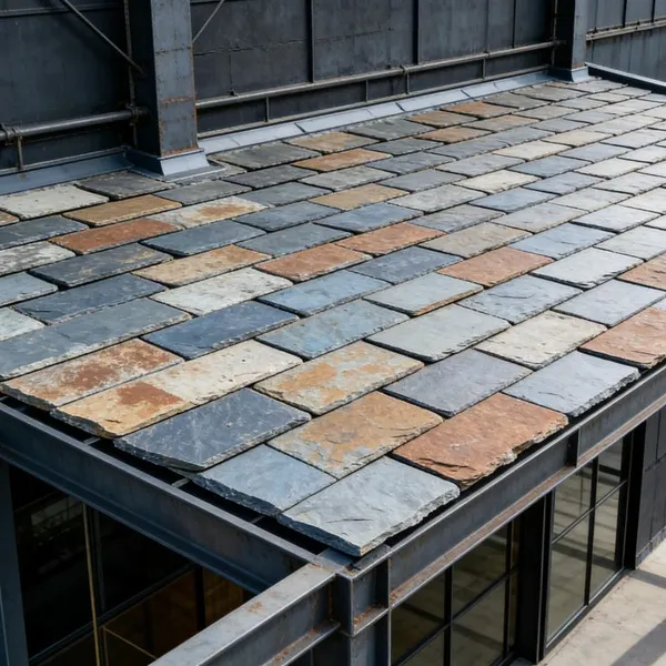 Natural SLATE Tiles, Rust-colored Bluestone Tiles, Villa Roof Tiles, Roof Tiles, SLATE, Fish-scale Tiles, Shale Tiles photo-3