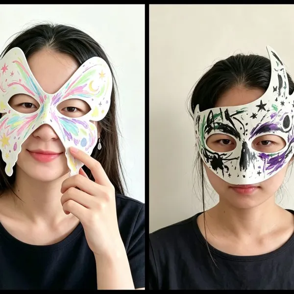 DIY Craft Face Masks Blank White Paintable Children's Paper 100% White Cotton Pulp Customized Mask for Cosplay Hallowen Family Games Party photo-4