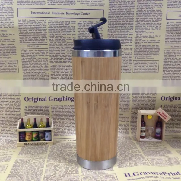 Hot Sale Europe 350ml 450ml Stainless Steel Bamboo Tea Mug, Vacuum Bamboo Flask, Coffee Mug, Laser Logo photo-2