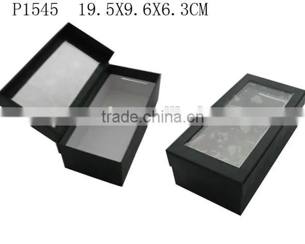 Custom Black Paper Gift Packaging Paper Box With Clear PVC Window Wholesale P1542 photo-3