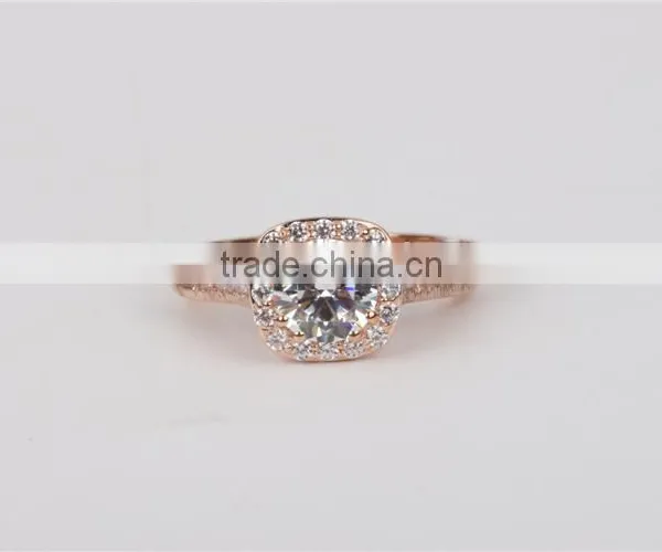 China Solid Jewellry Factory Price 14K Rose Gold White AAAAA CZ Ring Engagement Ring photo-5