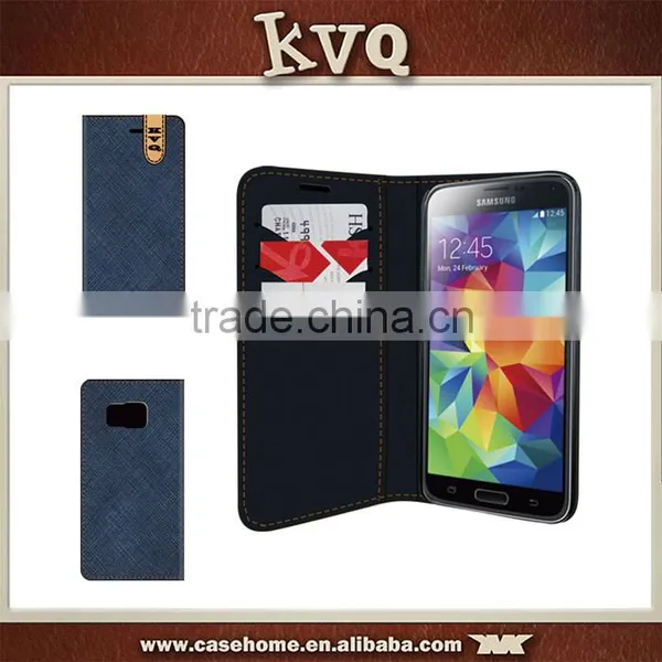 Crossing Pattern PU Leather Flip Phone Cover for Samsung Galaxy S6 Edge photo-2