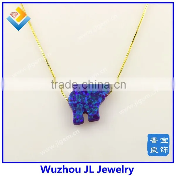 Fashion New Lucky Synthetic Elephant Opal Gemstone 925 Silver 18K Gold Jewelry photo-3