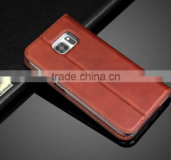 SSZ Luxury Oil Wax Grain Leather Case for Samsung Galaxy s7 Wallet Holder Case With Card Slot for s7 photo-2