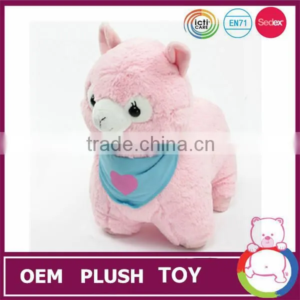 High Quality Custom Plush White Alpaca Toy With Bow