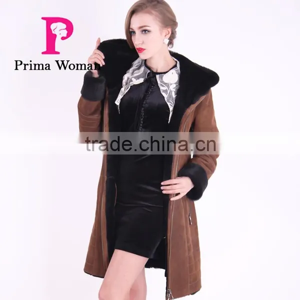 2016 New Design Winter Women Slim Fit Woolen Fur Coat photo-5
