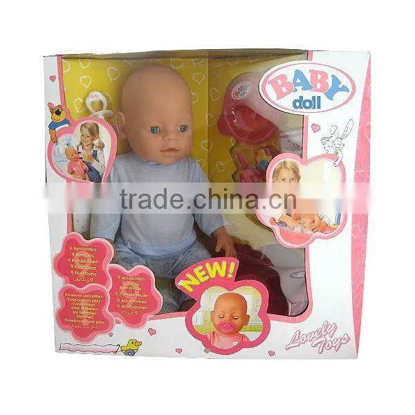NEW 16inch Diaper Vinyl Baby Doll With Feeding Tools