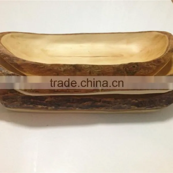 Handmade Natural Wood Cutlery Tableware Wood Plate Tableware Dishes For Restaurant