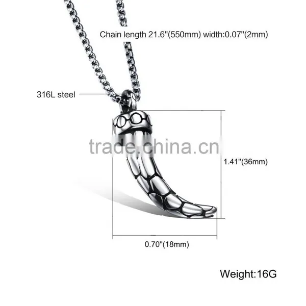 Wholesale Fashion Jewelry on Antique Buffalo Horn Necklace With Chain for Men photo-6