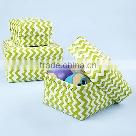 Zigzag Plastic Woven Basket, Set of 3 photo-4