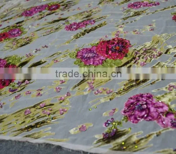 Polyester Super Hand Work Silk Velvet Super Silk Velvet Fabric for African Dress photo-6