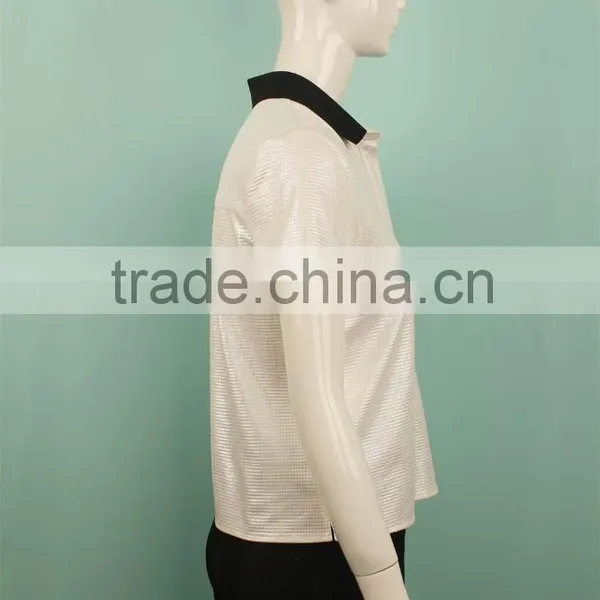 2016 Latest Fabric Rib Neckline Polo Shirt Women Shirt Clothing photo-2