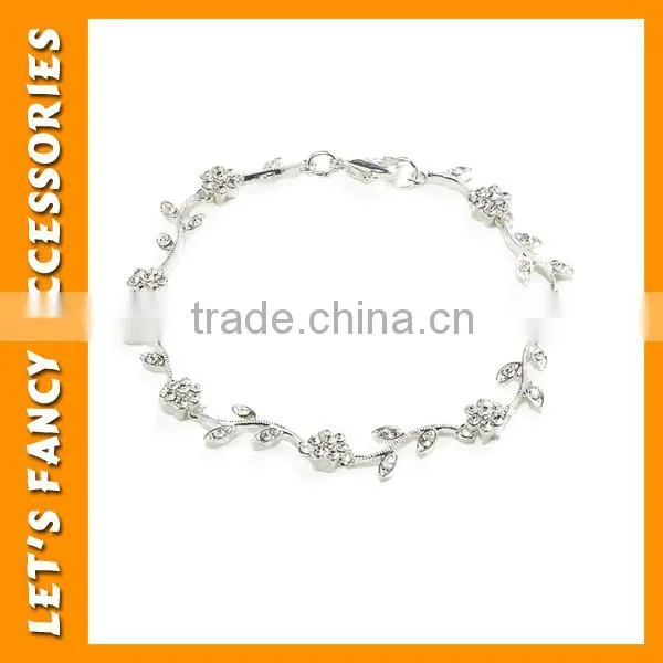 Nice Women Flower Crystal Gold Plated Cuff Bracelet Bangle Jewelry Gift PGBR-0005 photo-2