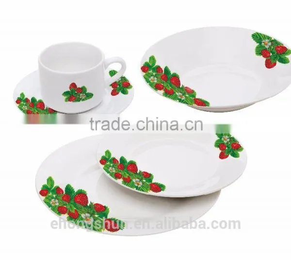 20pcs Coupe Porcelain Dinnerware Set, 4 Persons Tableware With Decal photo-6