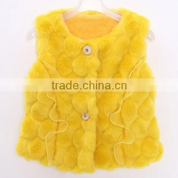 2015 Child Clothes For Little Girl Wholesale Children's Boutique Rabbit Fur Gilet photo-4