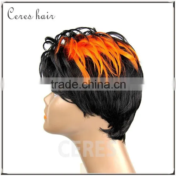 Cheap High Temperature Fiber ST1B Orange Wig Synthetic Wig for Fashion Lady Short Fashionable Wig photo-5