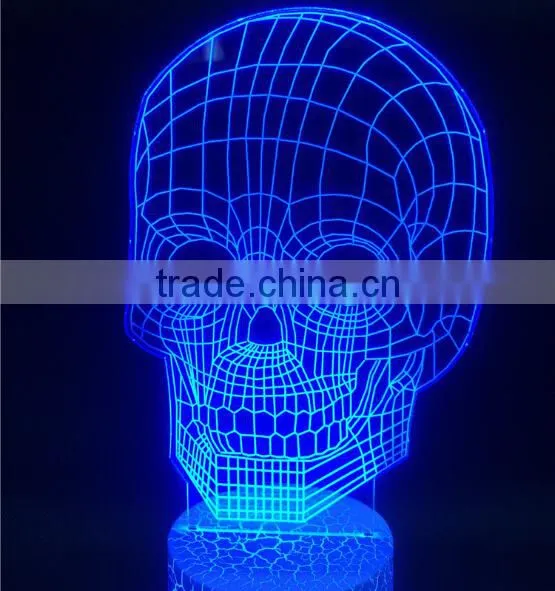 USB Skull Colorful Night Light / 3D LED Lamp Light / 3d Led Skull Lamp photo-4