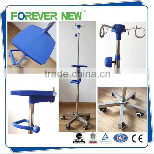 YXZ-027E Competitive Price Height Adjustable Four Hooks Hospital iv Pole With Wheels photo-2