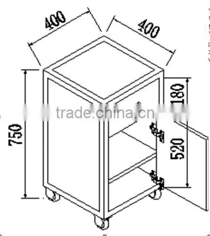 Under Bench Steel Metal Tool Cabinet With Carstors & One Door One Drawer in Clean Room Laboratory Furniture