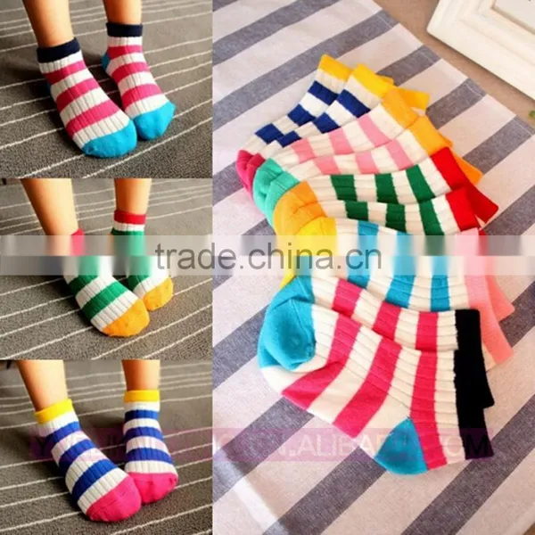 Chinese Made Kids Fancy Colorful Striped Socks Baby Socks Wholesale photo-6