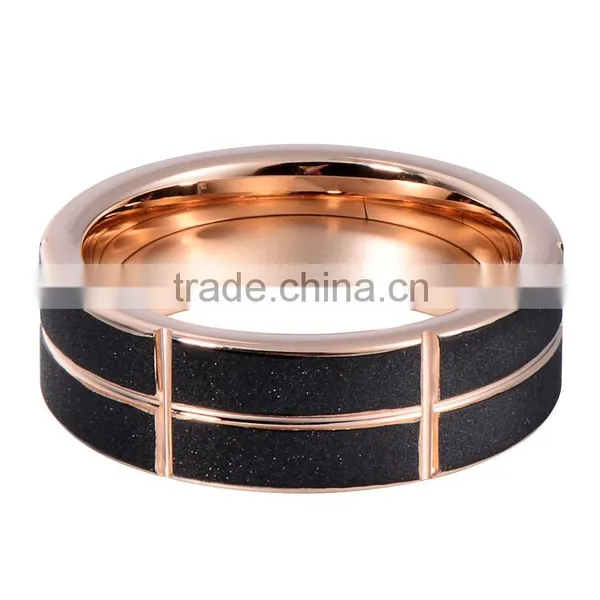 Wedding Ring Yibi Best Selling Products Engagement Gift Gold Payal Designs Photo Tungsten Black Rose Gold Plated for Men Women photo-3