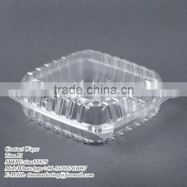 Cheap Price Clamshell Plastic Cake Container Carrier With Hinged Lid, Clear Plastic Take Out Food Packaging Box for Salad photo-3