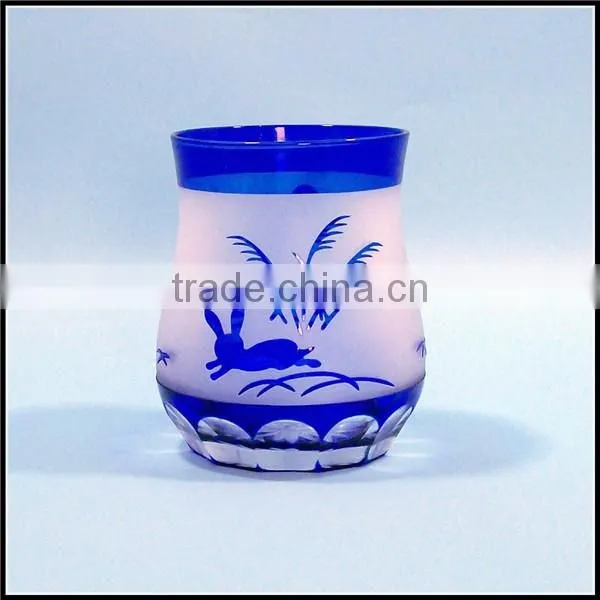 Custom Sandblasting Cute Rabbit Glass Tumbler Drinking photo-3
