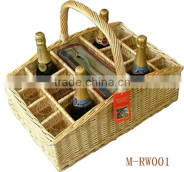Four Section Painted Wicker Bottle Holder photo-2