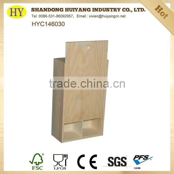 Unfinished Natural Gift Packaging Wood Wine Box photo-3