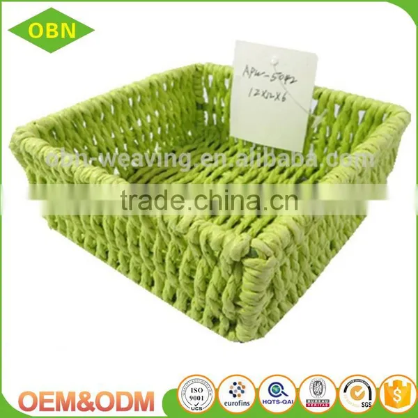 2017 New Design Graceful Handmade Paper Rope Material Square Hanging Storage Baskets photo-3