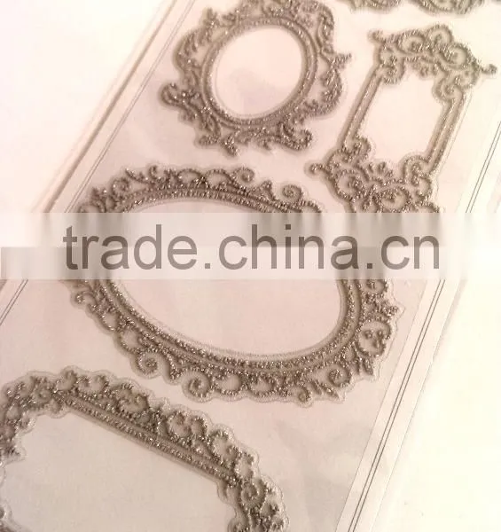 Self-Adhesive Classic Glitter Lace Foam Sticker, Elegant Decorative Shinny Glitter Sticker photo-2