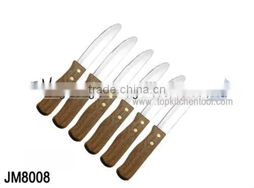 Wooden Handle Steak Knife/ Hybrid Blade Steak Knife