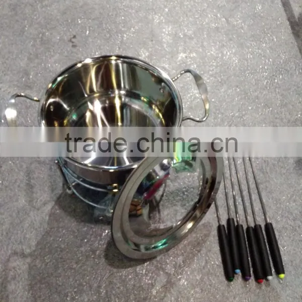 Hot Sale Stainless Steel Round Cheese/chocolate Fondue Set With Fork photo-6